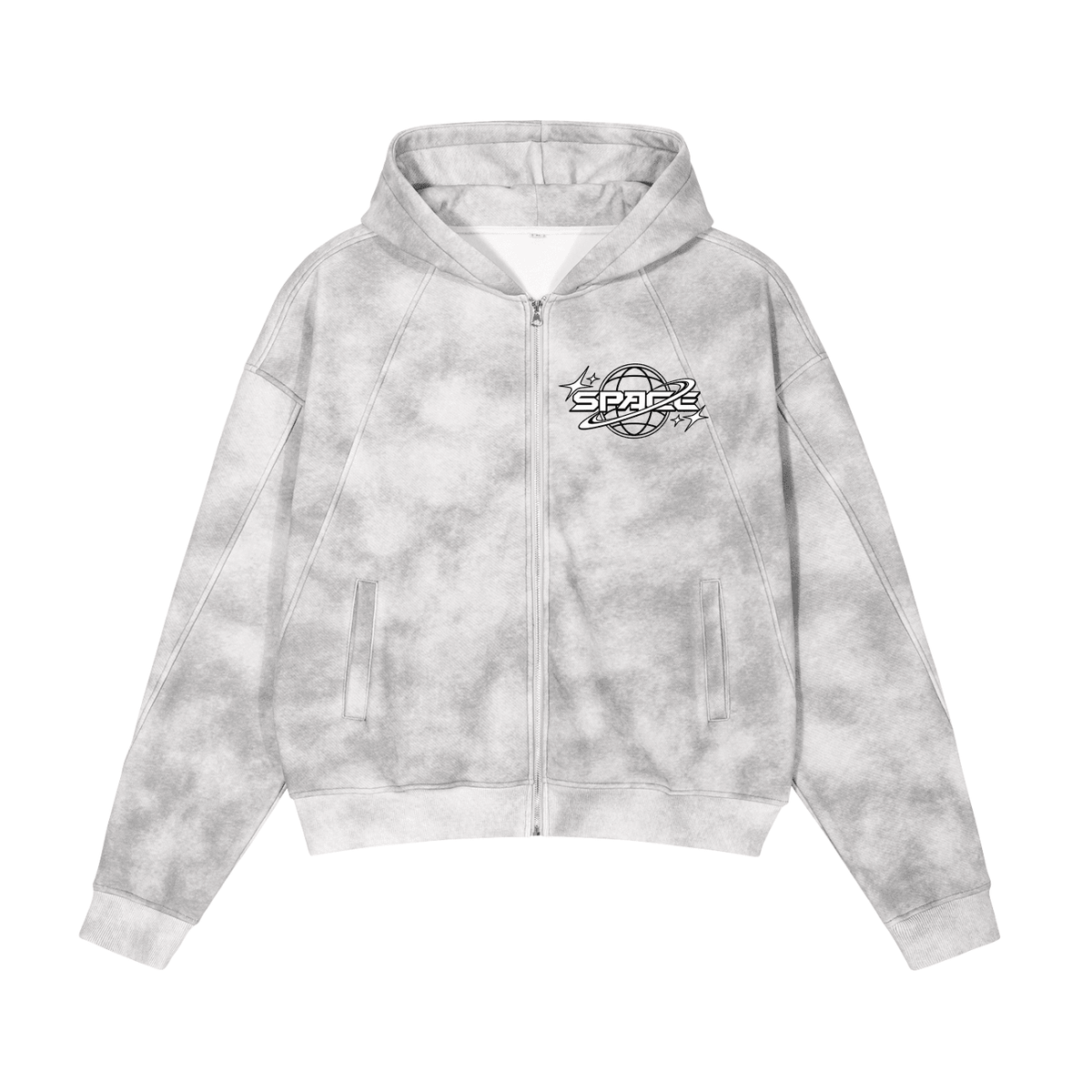 Dirty Washed Zip-Up Fleece Hoodie - Space
