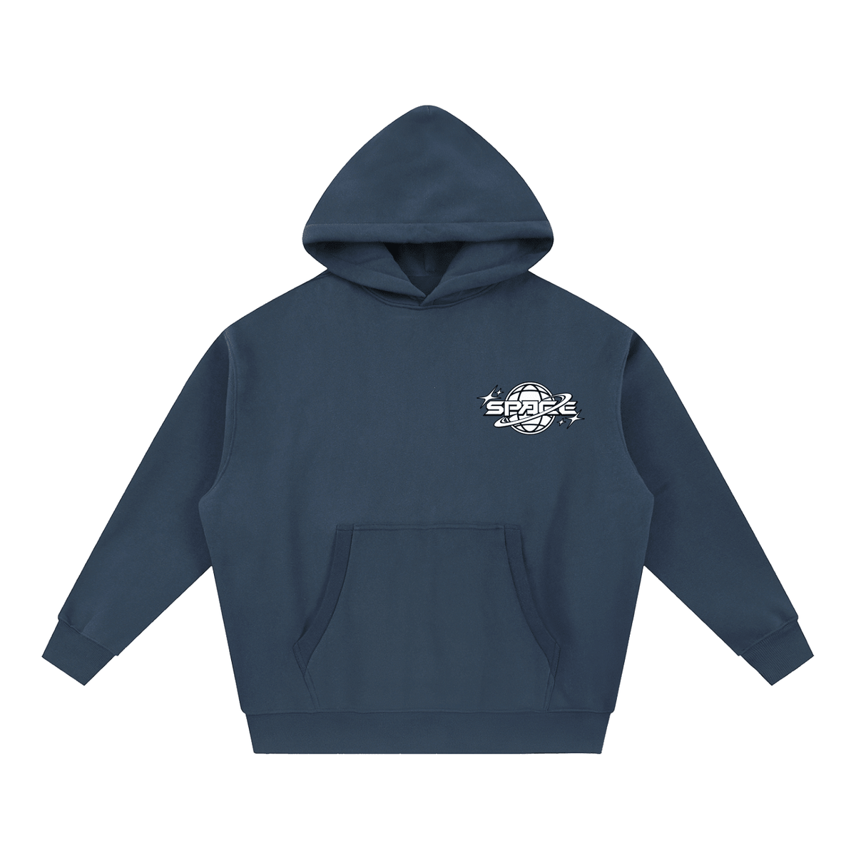 Essential Oversized Boxy Fit Fleece Hoodie - Space