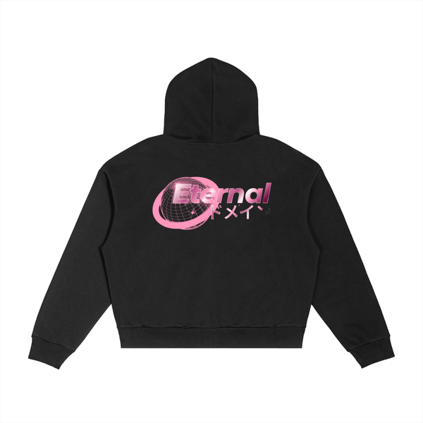 Hoodie Zippé Boxy Carreaux Contrastés — Unisexe - Space