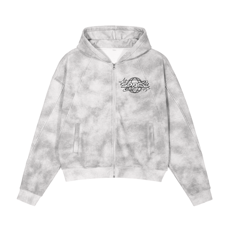 Hoodie Zippé Dirty Washed — Style Vintage Unisexe - Space
