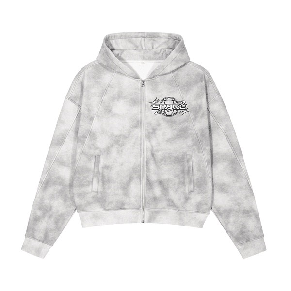 Hoodie Zippé Dirty Washed — Style Vintage Unisexe - Space