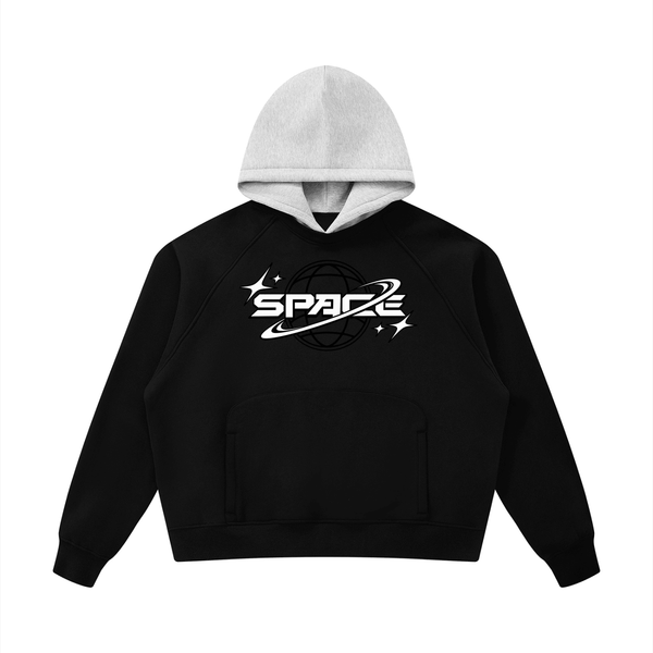Unisex Fleece Raglan Color Block Hoodie - Space