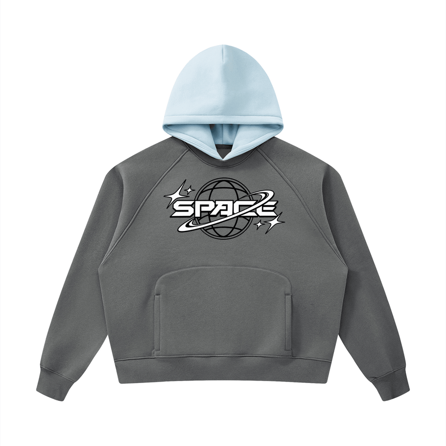 Unisex Fleece Raglan Color Block Hoodie - Space